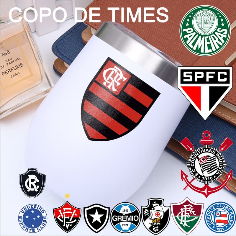 Copo Térmico Time de Futebol 350ml com Tampa Acrílica Personalizado