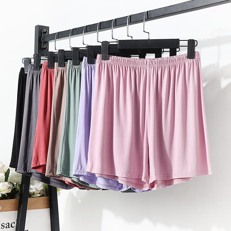 Shorts modais para uso externo feminino verão Plus Size cintura alta calças largas calças de pijama soltas estilo fino L