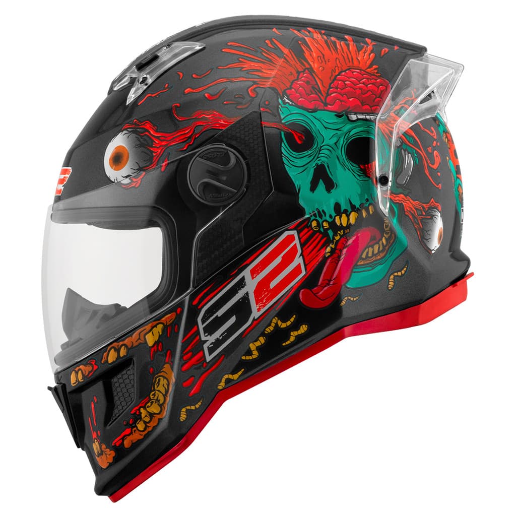 Capacete Fechado Pro Tork Stealth Zombie Brilhante