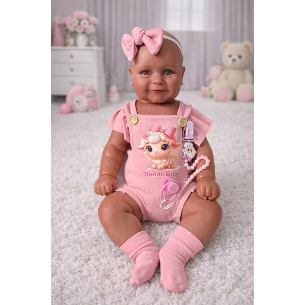 Boneca Bebê Reborn Sophia Negra 52cm Nova Versão Com Enxoval
