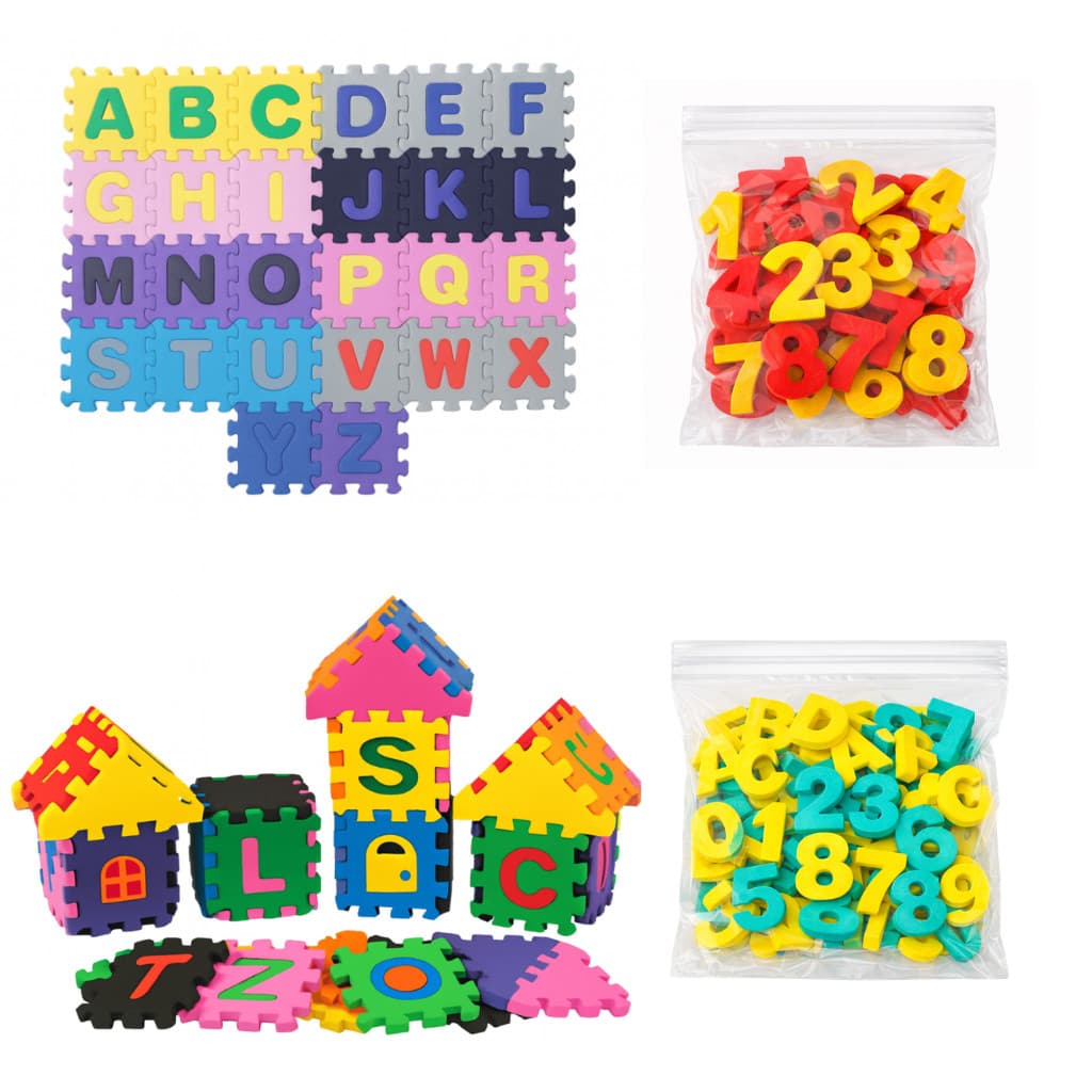 Tatame Infantil Educativo EVA Letras Números E Castelinho de Placas + Peças para Aprender