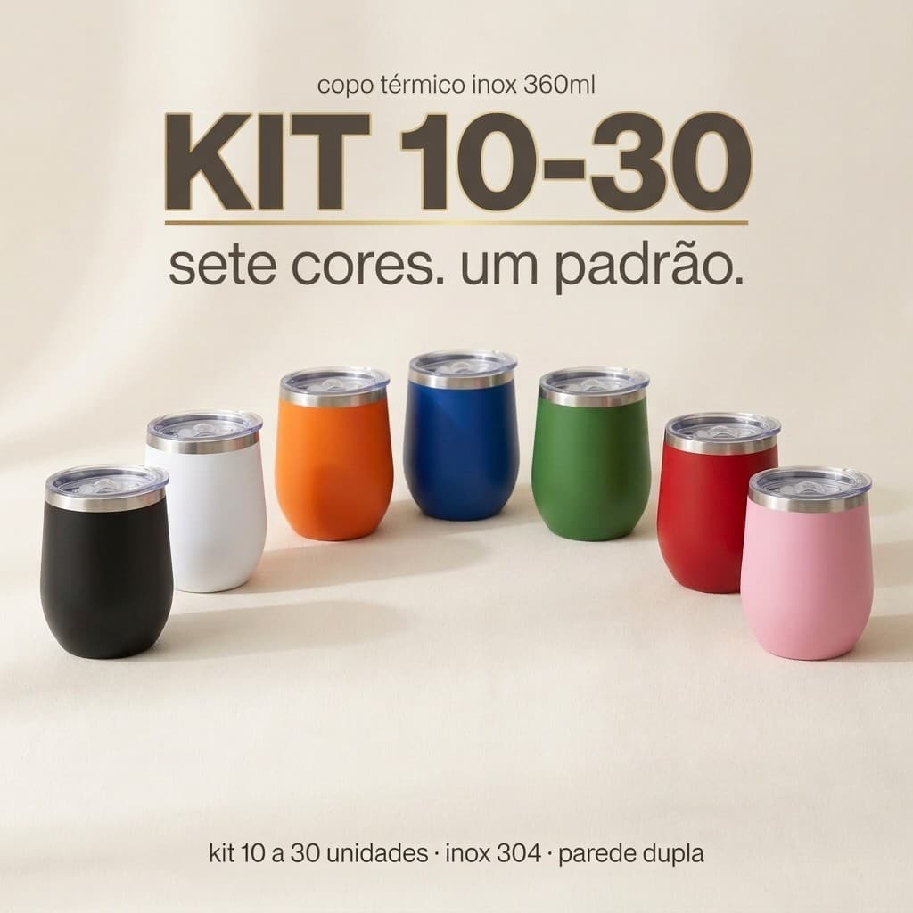 Copos Térmico 360ML Inox Com Tampa Acrílica Varias Cores  kit(10-30pcs) atacado  para personalizado
