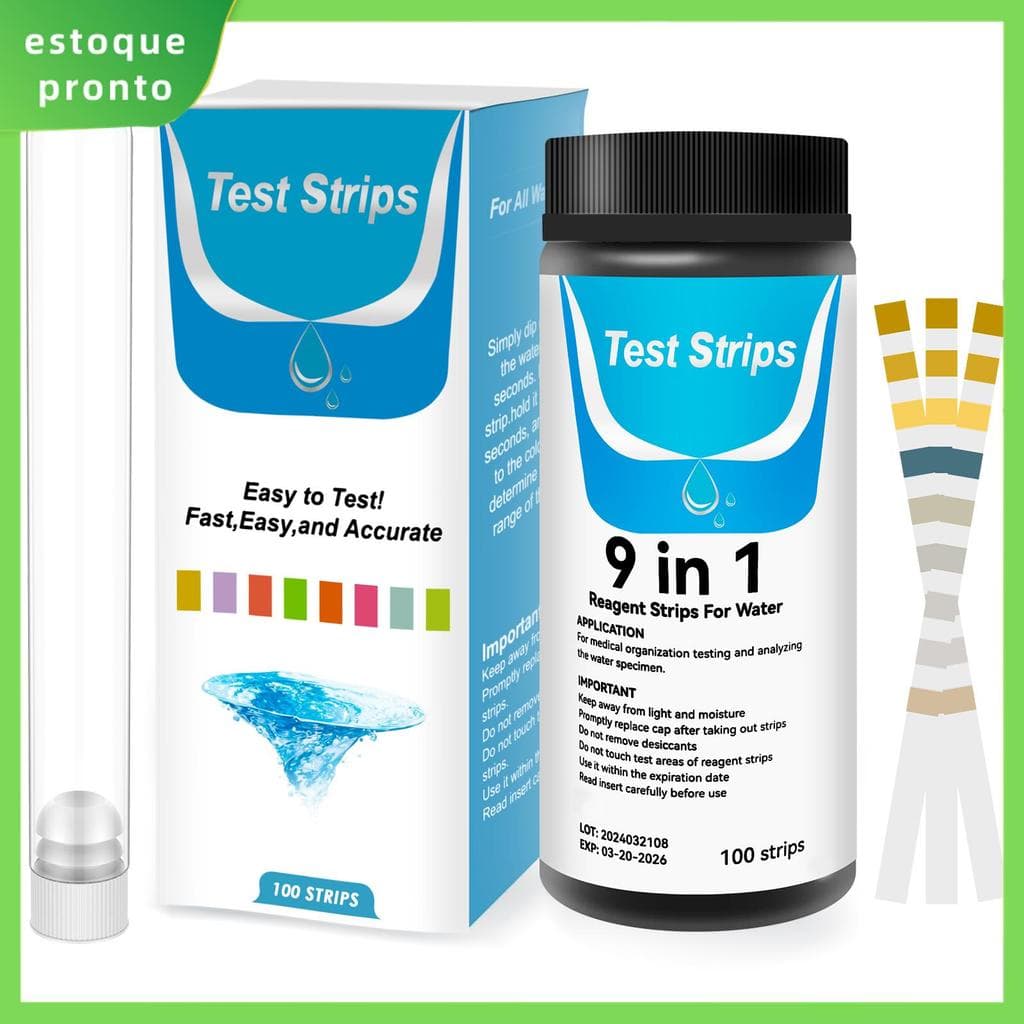 100 Peças Tiras De Teste De Aquário 9 Em 1 Kit Tanque De Peixes Com Tubo De Ensaio Água Rápida E Precisas Para Tanques S