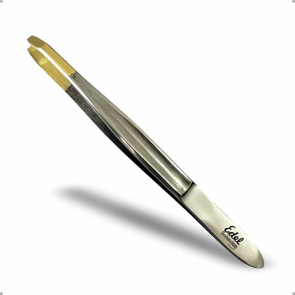 Pinça Para Sobrancelha Depilação Canelada Ponta Reta Estreita Inox 9cm Edel Solingen 2341.303 Profissional