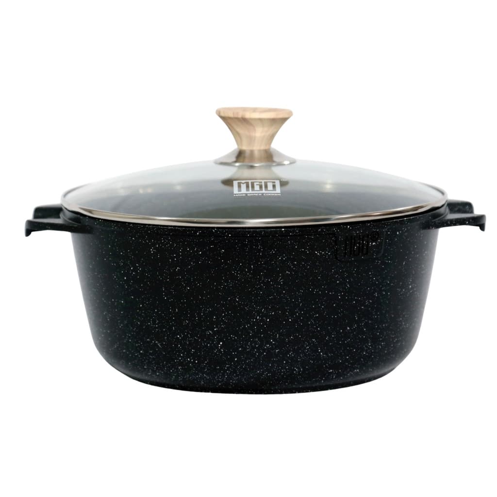 Caçarola Antiaderente Revestimento Mármore Cerâmico 30cm Preta