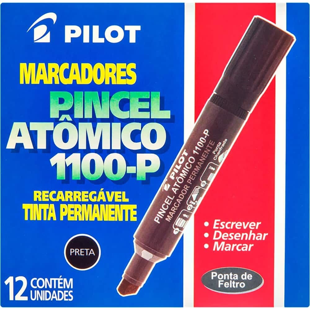 Pincel marcador atômico preto 1.100-p Pilot 12 UN