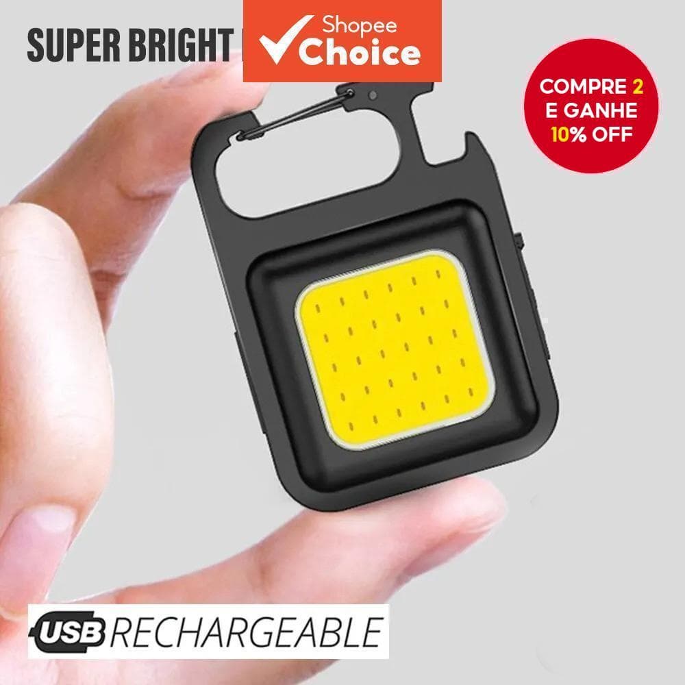 Nova Lanterna de Chaveiro COB com 4 Modos, Mini Luz EDC à Prova d'Água para Camping, Pesca e Emergências.
