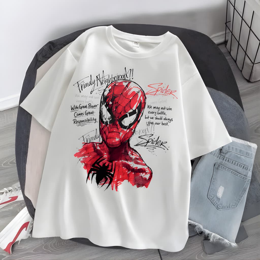 Camiseta Spider Man Homem Aranha Camisa 100% Algodão Geek Filme Série Manga Curta