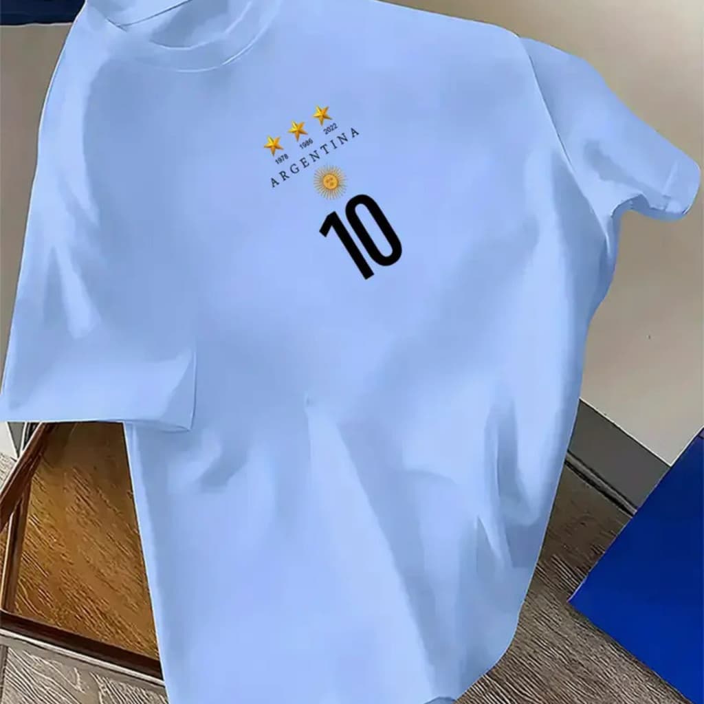 Camiseta Tri Campeão Argentina Hermanos Camisa Algodão Gola Redonda Lançamento Copa do mundo envio rapido