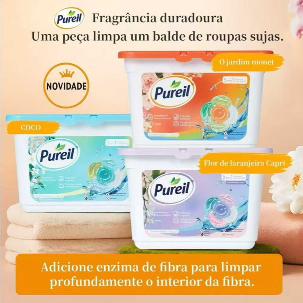 Cápsulas de detergente para roupa Pueril 5 em 1 30 cápsulas