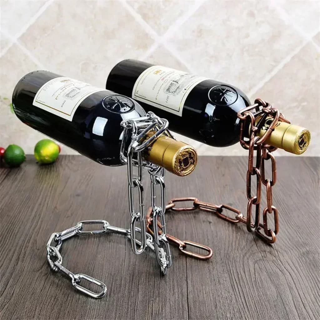 Suporte Flutuante Garrafa Vinho Corrente em ferro decorativo