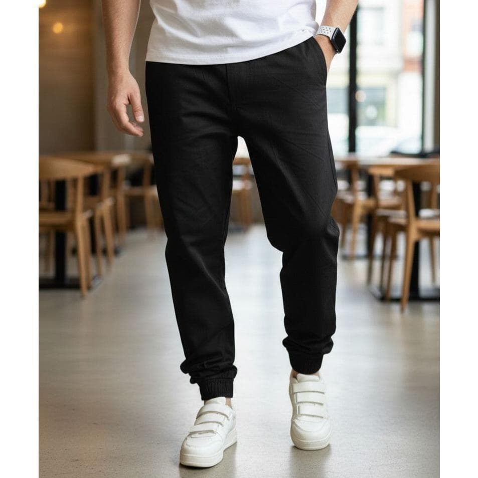 Calça Jogger Masculina de Sarja Slim Fit Com Cordão