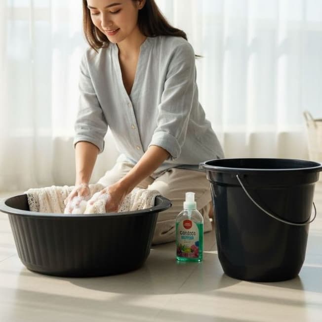 Kit Jogo Completo Bacia Reforçada de Cozinha 4,5L e Balde Resistente Utilitário 5L - Conjunto Preto Premium