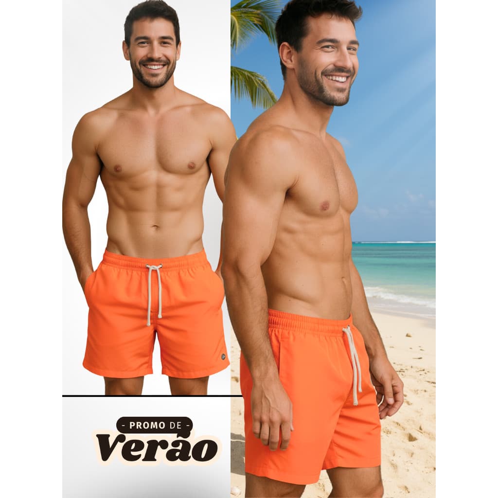 KIT 2 ou 1 Short Elastano Masculino Bermuda Liso Praia Alto Verão Presente