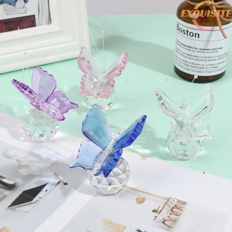 [EL] Ornamentos De Borboleta De Cristal Artesanato Peso De Papel De Vidro Decoração De Casamento Para Casa Novo