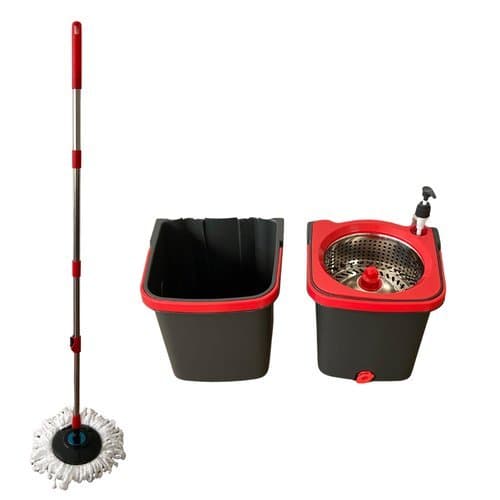 Mop Giratorio 360 Graus Balde Duplo Centrifuga Potente Powermaid Aco Inox Limpeza Facilidade Duravel