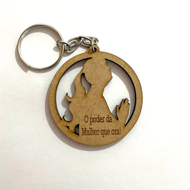 Chaveiro MDF Personalizado Mulher Orando para Lembrancinhas Religiosas em MDF - Lembrancinha e Brinde