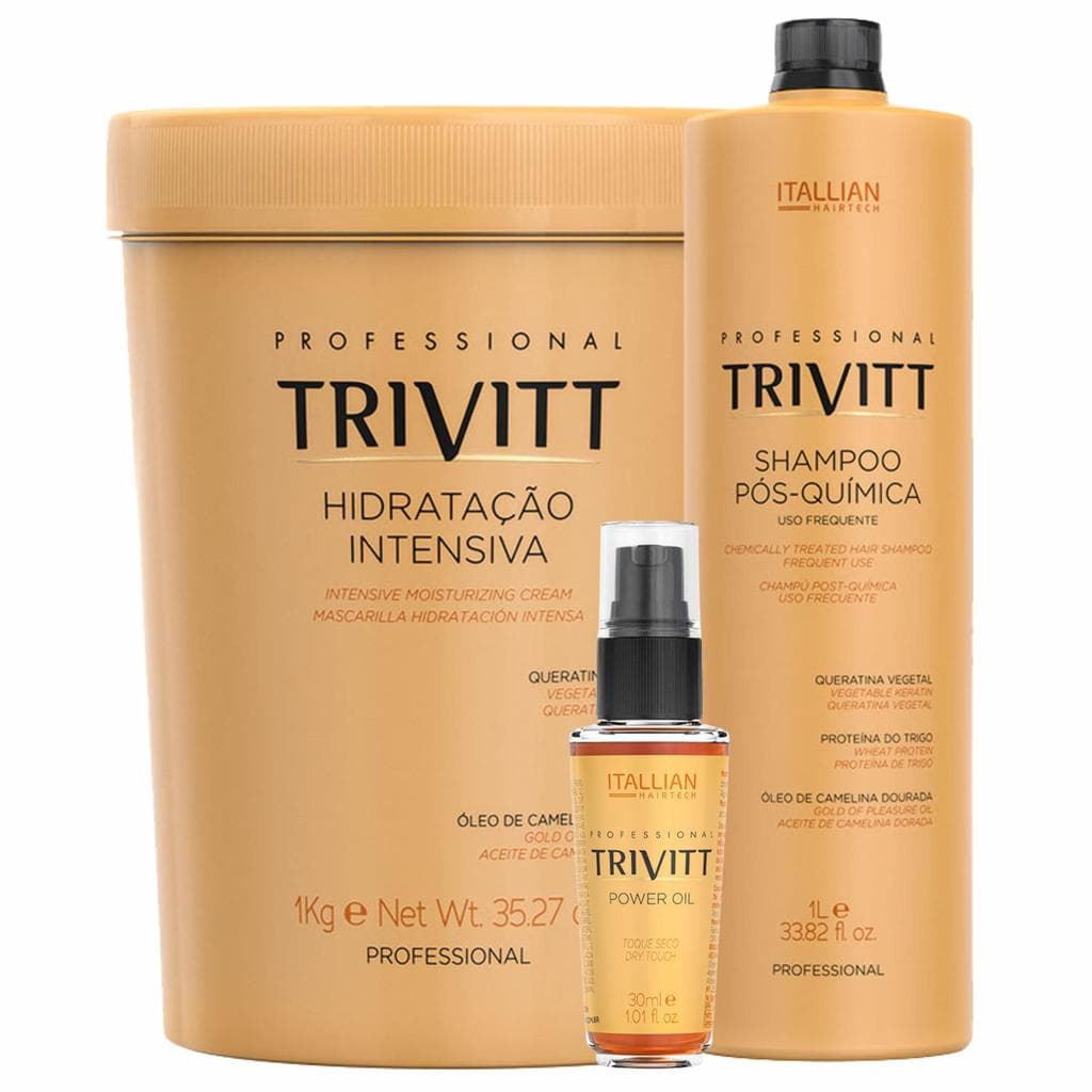 Kit Shampoo Pós Química 1L + Hidratação 1Kg + Power Oil Trivitt
