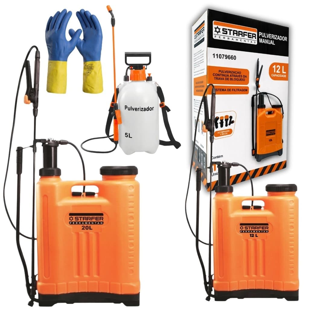 Pulverizador Manual Costal Bomba Agricola Starfer 5 Litros 12 Litros 20 Litros