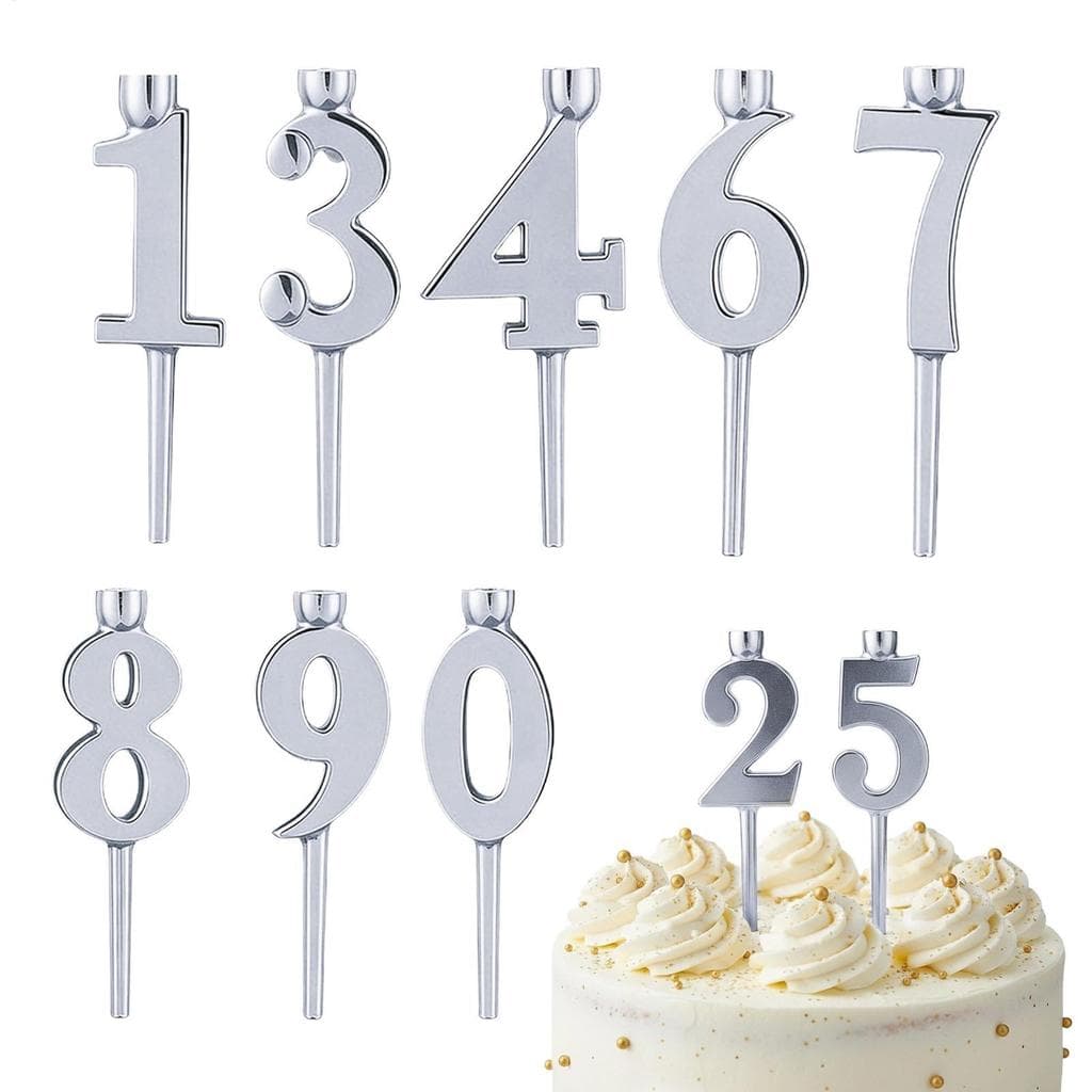 Conjunto De Suporte De Vela Digital Para Bolo , 10 Peças , Número Reutilizável , De Aniversário , Suprimentos Festa