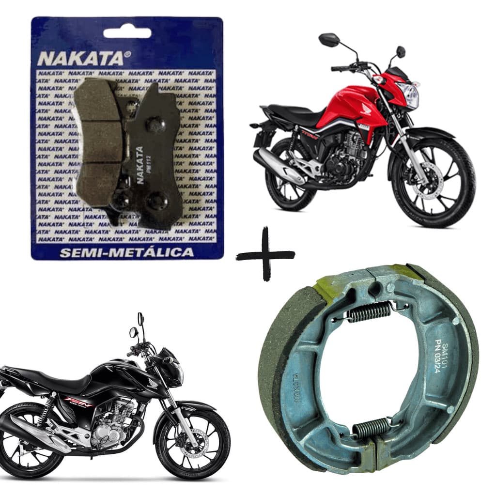 Kit Pastilha + Lona de Freio CG 160 Fan Titan Cargo 2018 2019 2020 2021 2022 2023  2024 – Nakata Original