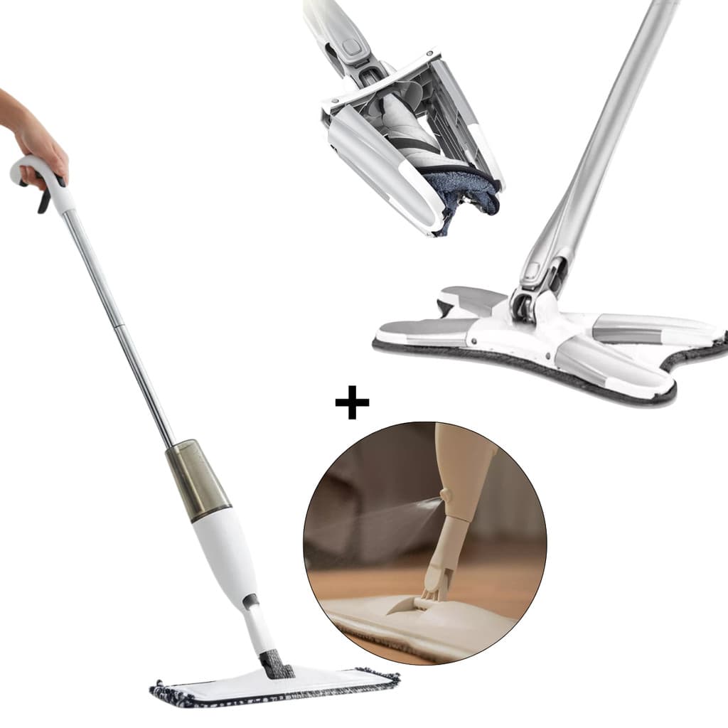 Kit Mop Spray + Mop Giratório 360° Sem Balde | Limpeza Completa