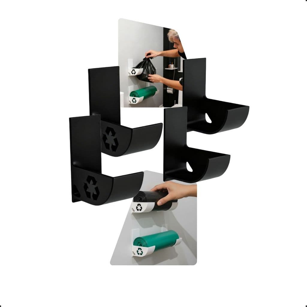 Kit 2 Porta Sacos De Lixo Reciclável Com Instalação Sem Furo Organizador Funcional Para Cozinha Moderna