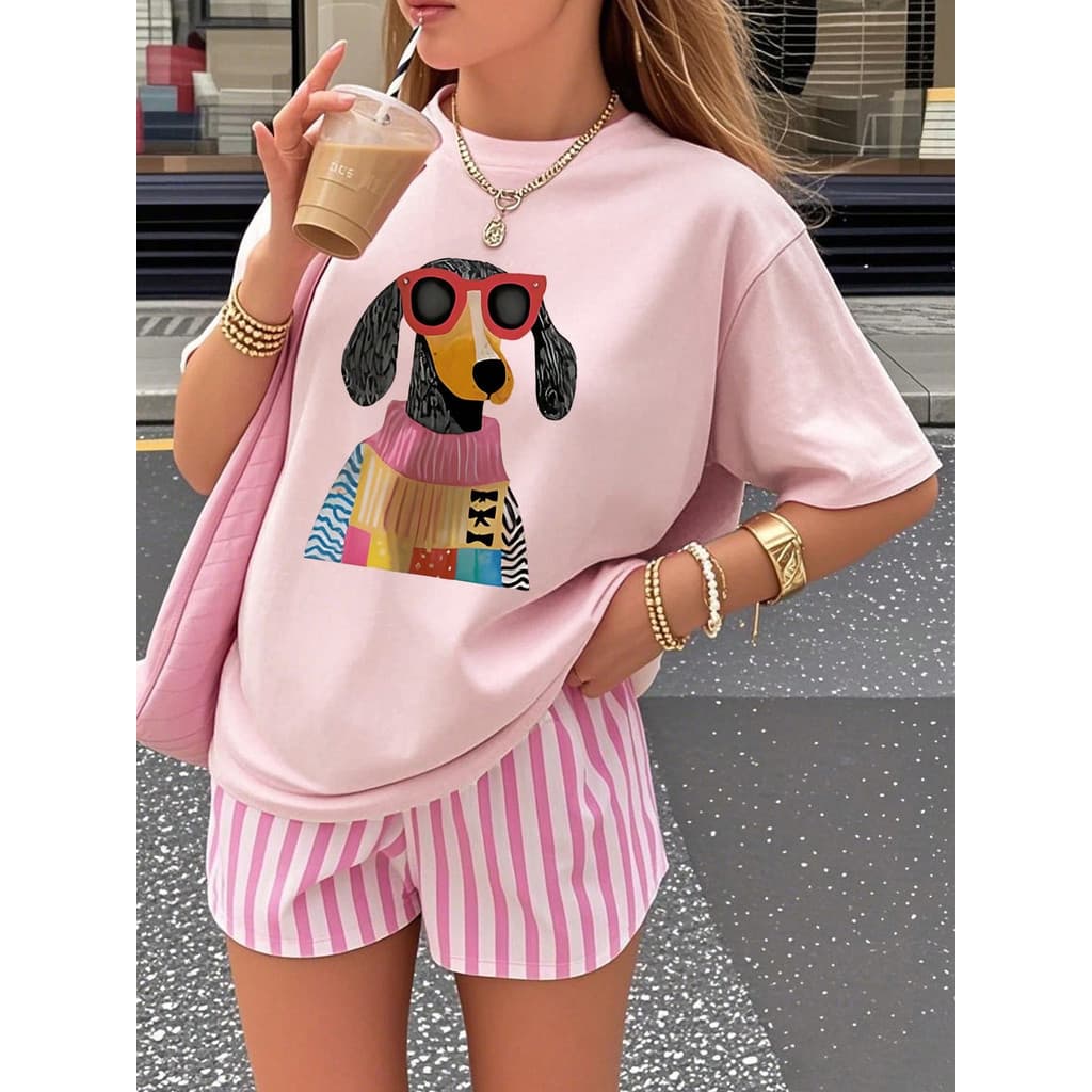 Camisa Blusa Feminina Cachorro Filhote Fashion Moda Verão 2025 Camiseta Premium 100% Algodão