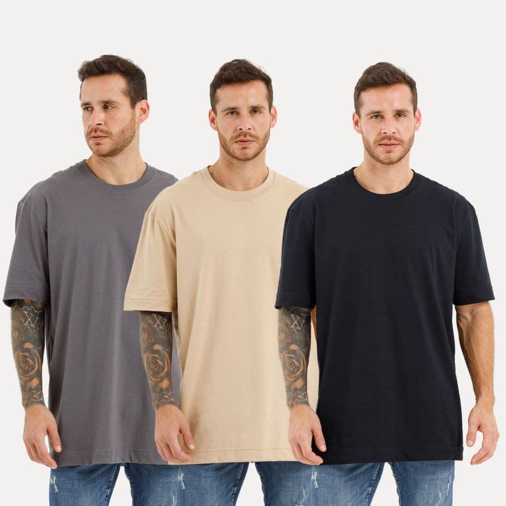 Kit 3 (lote 3) Camiseta Oversized Masculina / Feminina 100% Algodão 26.1 P M G GG Lisa Grossa Oferta