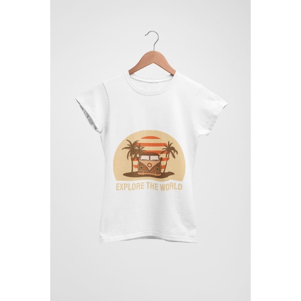 Babylook Feminina – Estampa Kombi Retrô “Explore The World”