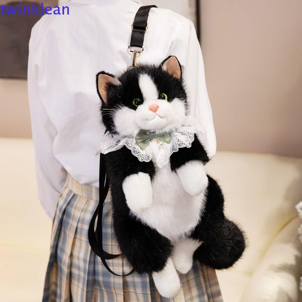 Bolsas Escolares De Gato De Pelúcia TWINKLEAN , Mochila Fantoche Simulada De Desenho Animado Fofo , Bolsa De Animais Sup