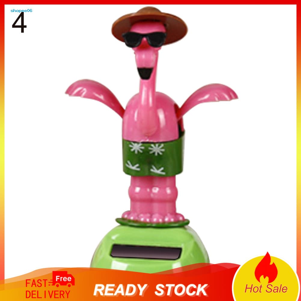 Criativo Plástico Energia Solar Flamingo Carro Ornamento Flip Flap Pote Balanço Crianças Brinquedo