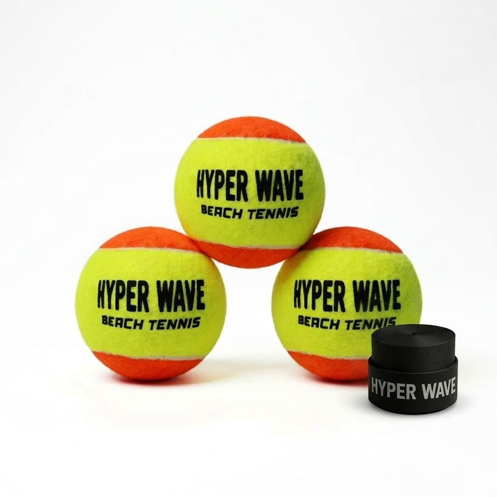 Kit 3 Bolas Beach Tennis Oficial Stage 2Treino + Overgrip Antiderrapante Premium