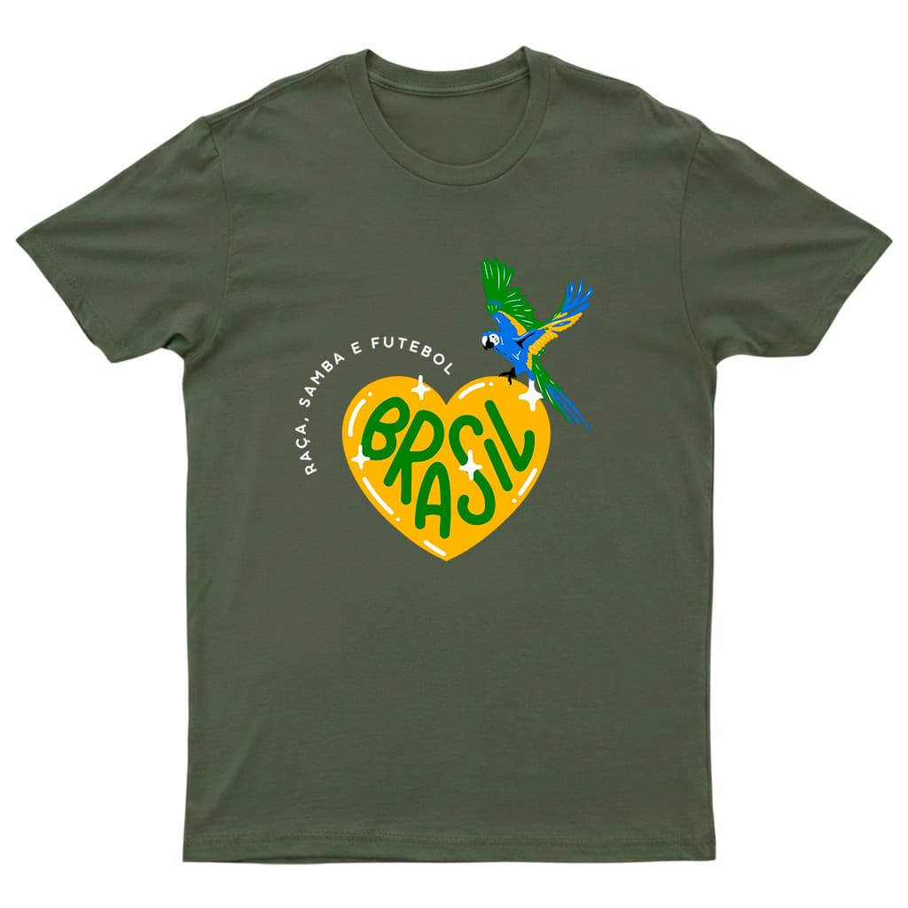 Camiseta Unissex T-shirt Arara Brasil Copa  Tendencia Feminina  100% Algodão Blusa Moda  Jogo Camisa