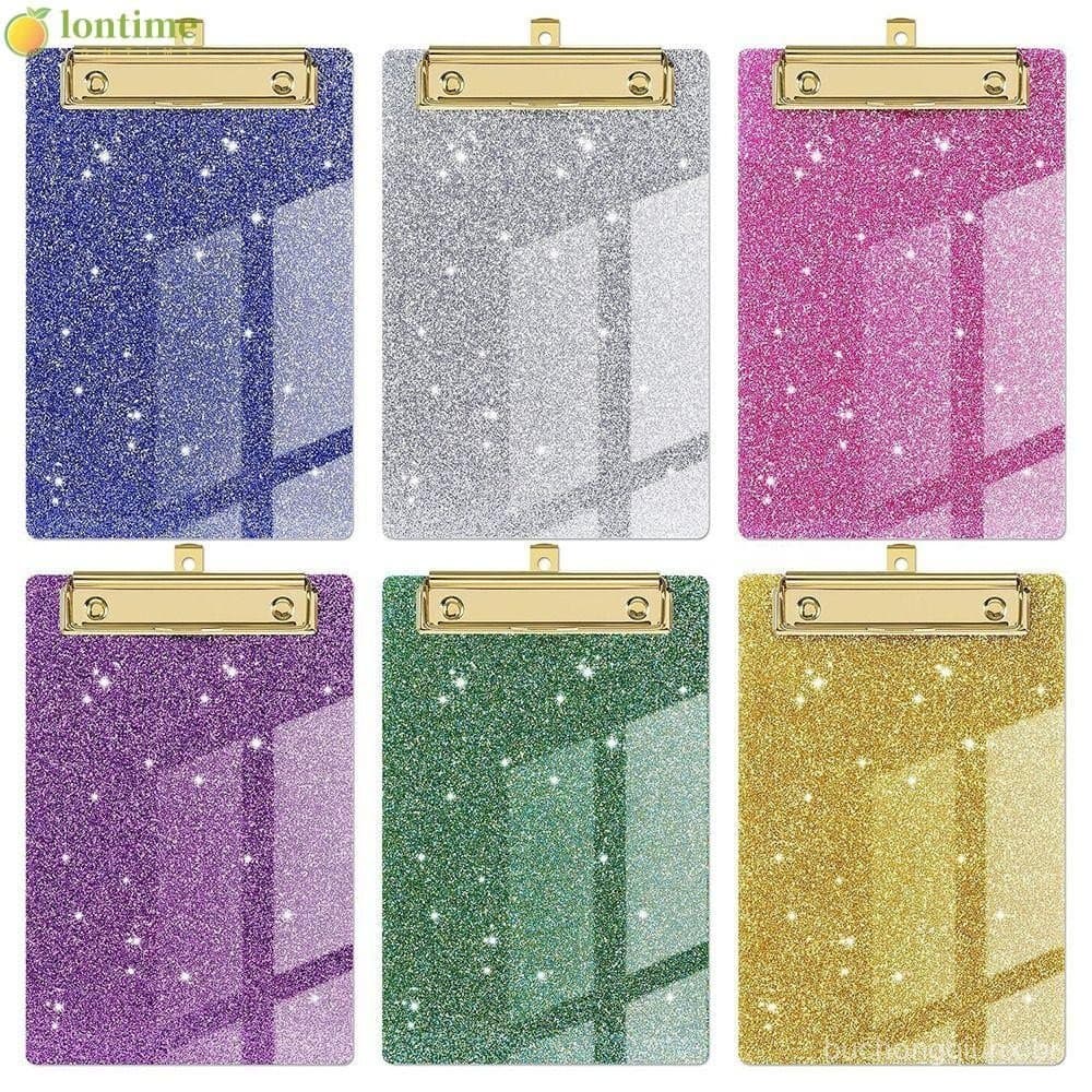 Pranchetas De Acrílico LONTIME , Placa De Clipe De Escrita Com Glitter Rosa Mental , Prancheta De Escritório Para Materi