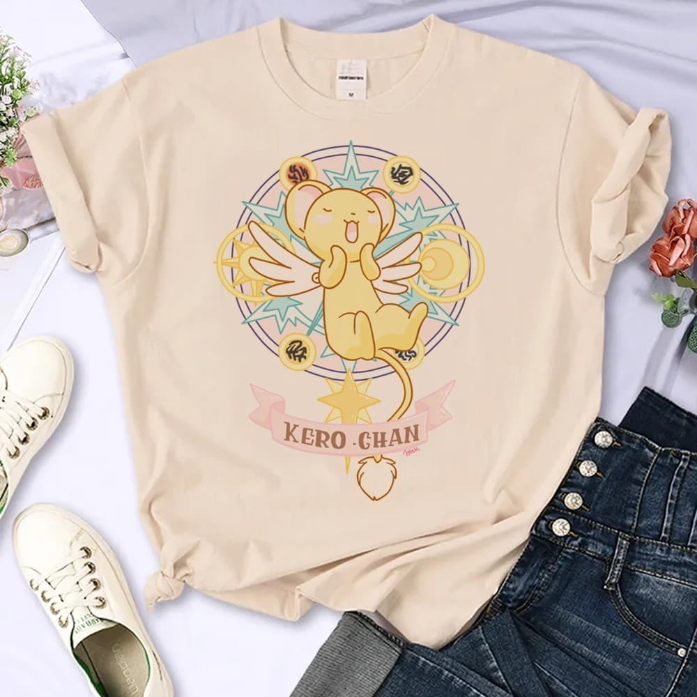 Camiseta em algodão sakura cards camisa manga curta gola redonda
