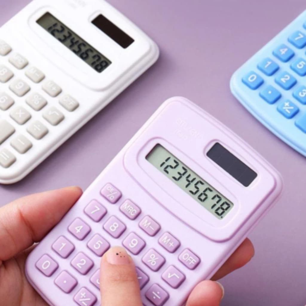 Kit com 3, 5 ou 10 Unidades Mini Calculadora de Bolso Portátil 8 Dígitos Plástica para Matemática Cores Sortidas