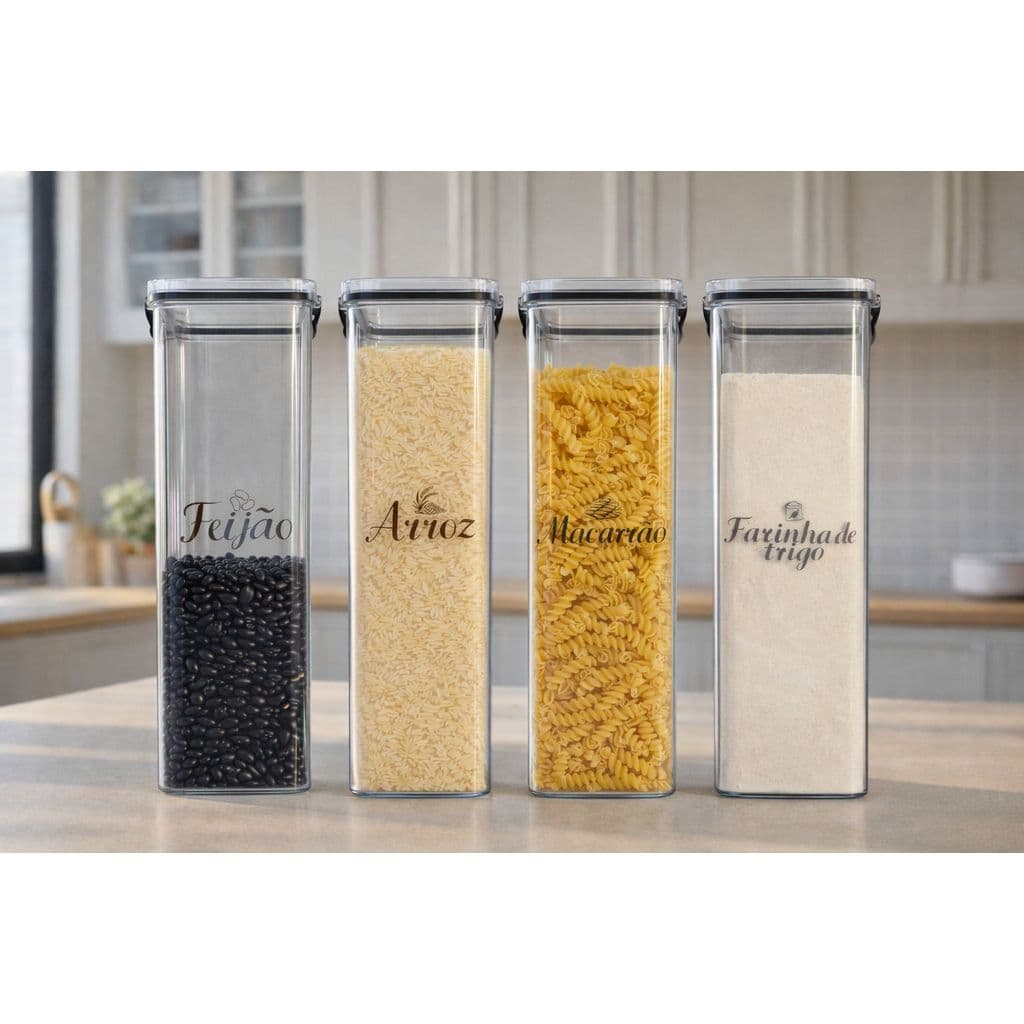 Potes Herméticos Acrílico - ESCOLHA O SEU KIT / Pote de Mantimentos - Unitário e Kits / Organização