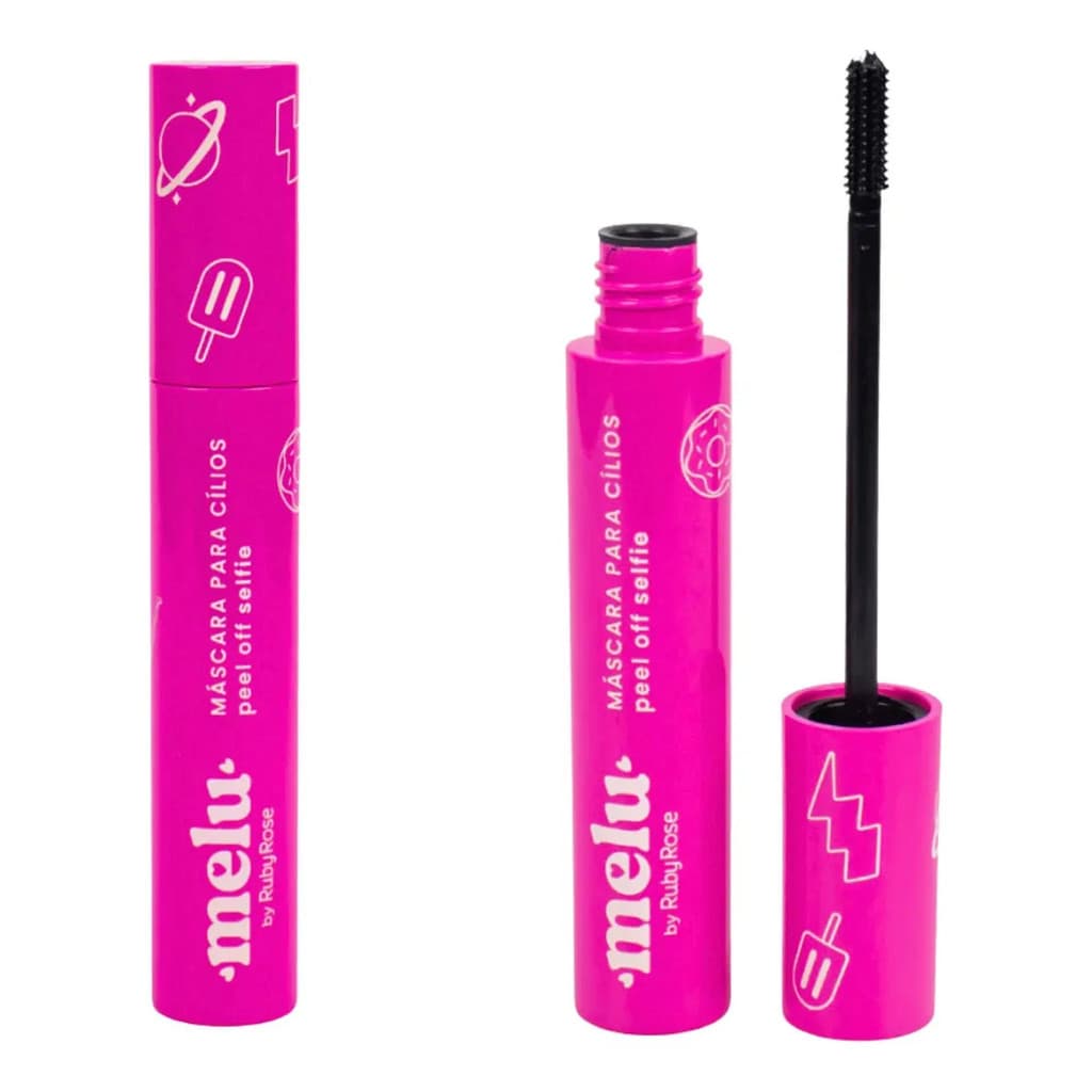 Máscara De Cílios Ruby Rose Melu Rímel Preto Peel Off 14,5g Cor Mascara Para Cílios Selfie Preto Super Definição- Rosa