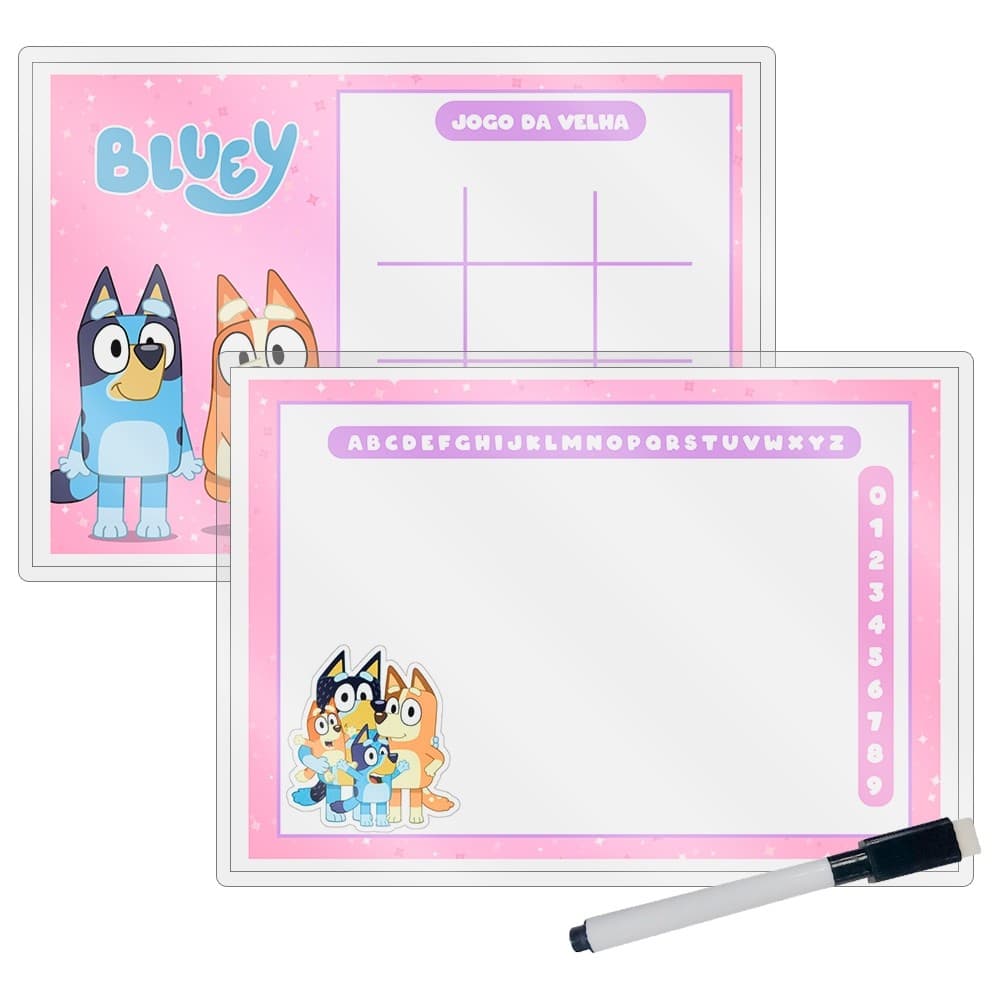 Lousa Magica Lembrancinhas Para Aniversario Envio imediato No Tema Bluey e Bingo Rosa