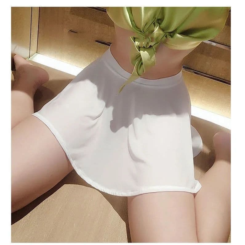 Influencer Saia plissada transparente de seda gelada com limpeza de bordas Saia curta sem saia curta justa interna Um pa