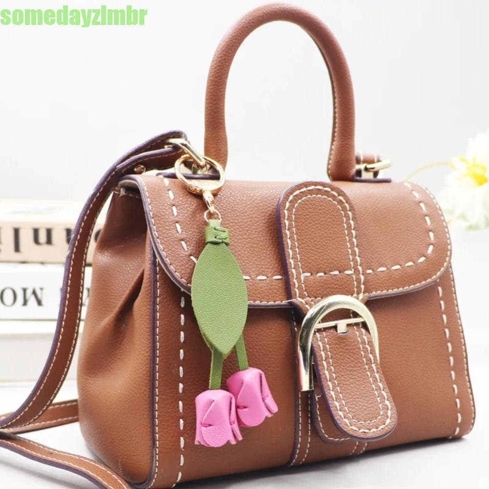 SOMEDAYZL0M Pingente De Bolsa De Tulipa , Decoração De Mochila Fresca De Couro PU Doce , Chaveiros De Carro Estilo Corea