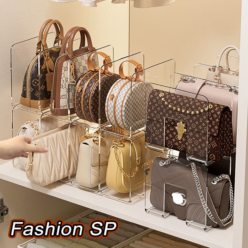 Organizador De Bolsas Feminino Em Acrílico Transparente Com 4 Compartimentos Para Carteiras, Bolsas De Ombro E Clutches