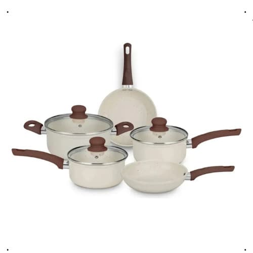 Jogo De Panelas 5pçs Serena Vanilla Antiaderente Cerâmico