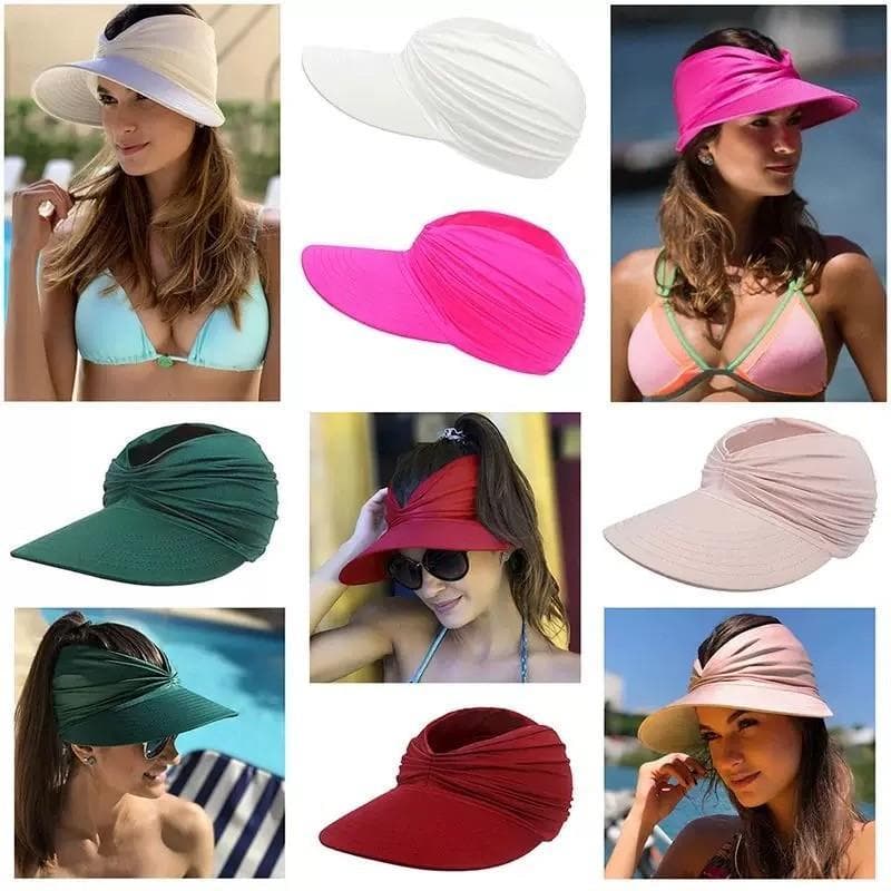Viseira Turbante de Praia Com Proteção Solar 50 UV Esporte Clube Piscina Verão