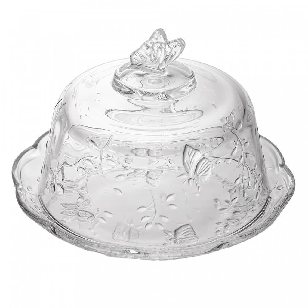 Queijeira de Cristal com Tampa New Butterfly Lyor 19x12cm