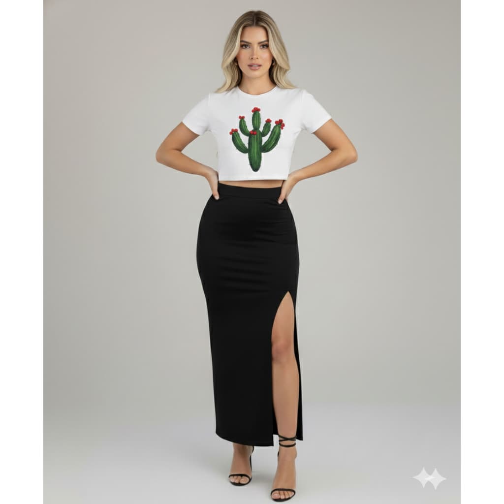 Saia Longa Diva Super Feminina C/Fenda Lateral - Suplex Premium Moda Gringa