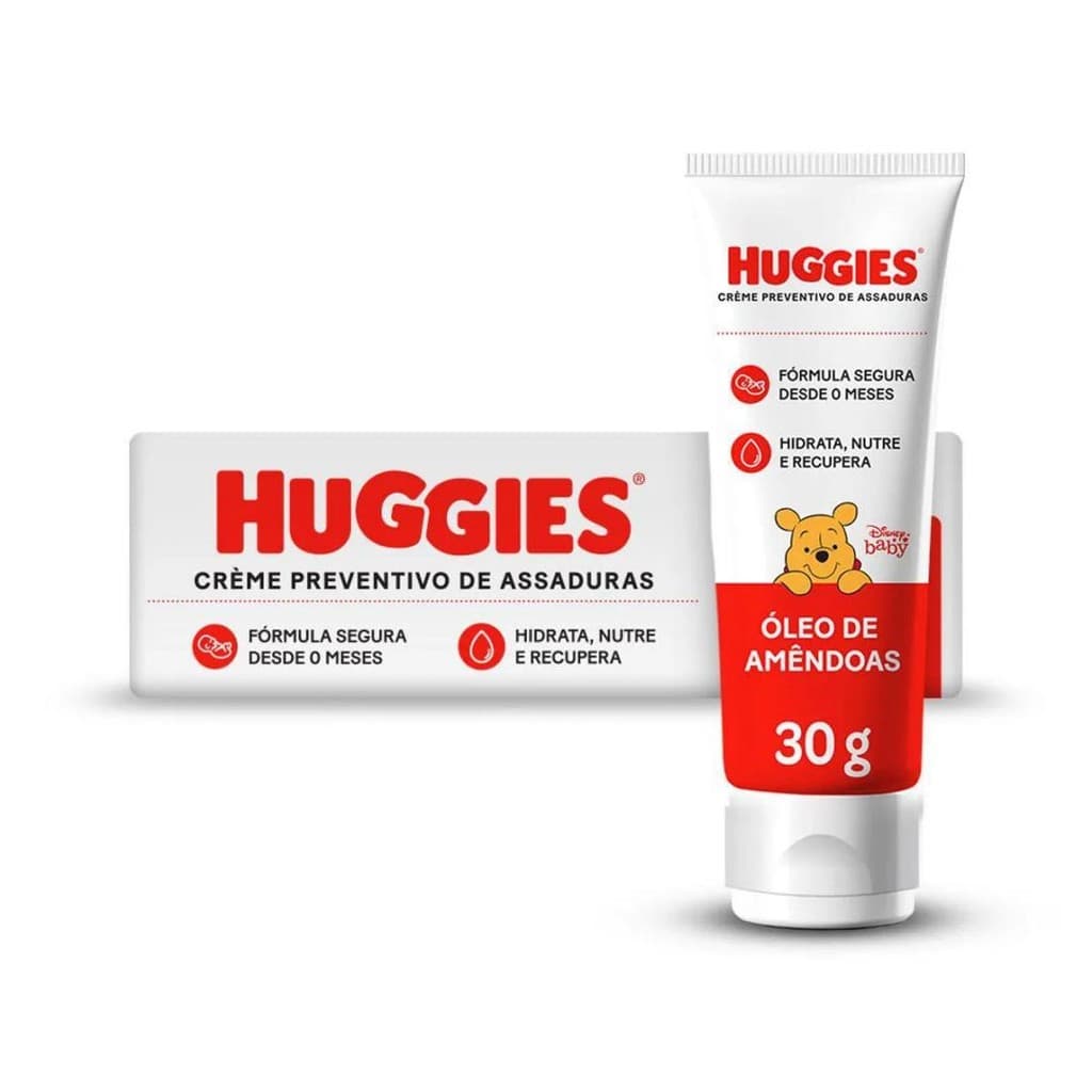 Creme Preventivo de Assaduras com Óleos de Amêndoas para Bebê Crianças Infantil Huggies 30g