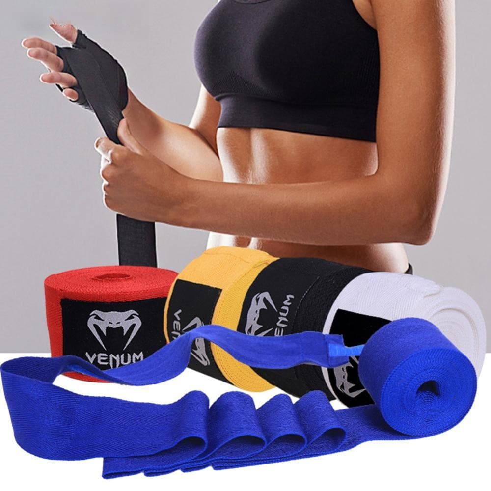 2 Peças 1,5m/3m/5m Bandagem de Boxe Esportiva Sanda Muay Thai Treinamento Autoadesiva Microelástica Protetor de Mão