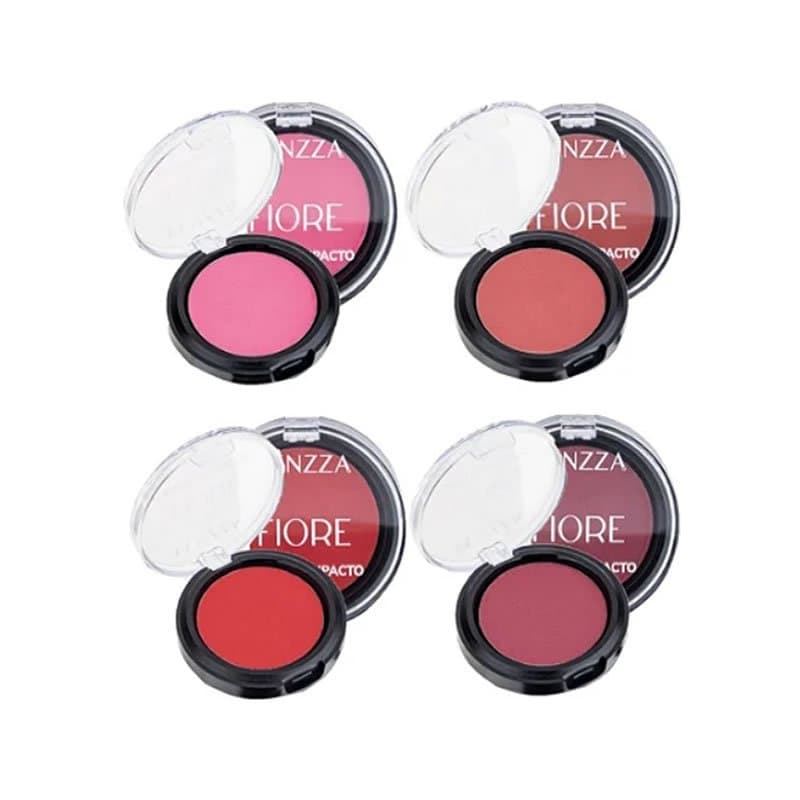 Kit 3 Blush Compacto Fenzza Fiore –  Alta Pigmentação, Longa Duração, 5g